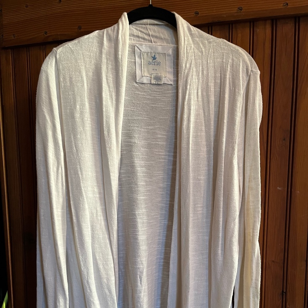 XL aerie White Cardigan